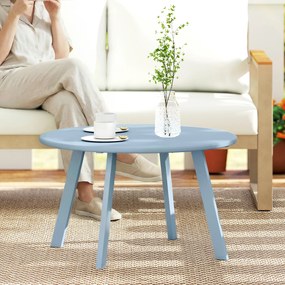 Outsunny Masă de cafea rotundă mică, masă de serviciu cu piciorușe antiderapante, cadru din metal, pentru grădină, Ø 70 x 42 cm, albastru | Aosom Romania