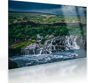 Tablou pe sticlă cu cascade în natură (70x50 cm)