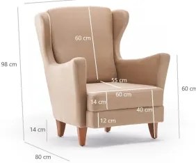 Fotoliu cu aripi NUPI, crem