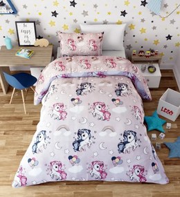 Lenjerie de pat copii bumbac Love Pony /160x200 cm dimensiune standard
