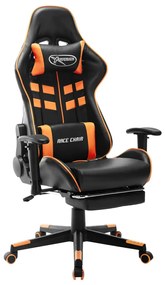 20516 vidaXL Scaun gaming cu suport picioare, negru/oranj, piele ecologică