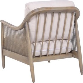 Fotoliu din in natural și lemn de frasin, structură cu împletitură rattan, 73 x 83 x 84 cm, „Balinese"