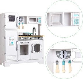 Bucătărie din lemn pentru copii cu echipamente de uz casnic