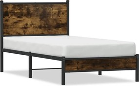vidaXL Cadru pat metalic fără saltea, stejar fumuriu, 90x200 cm