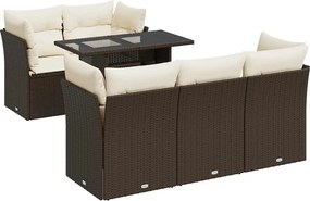 vidaXL Set canapele de grădină cu perne, 6 piese, maro, poliratan