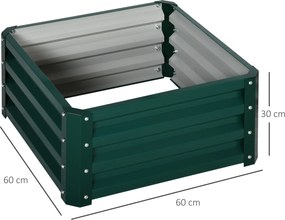 Outsunny Set de 2 jardiniere înălțate, pătrat pentru grădină pentru legume, flori, oțel galvanizat 60 x 60 x 30,5 cm, verde | Aosom Romania