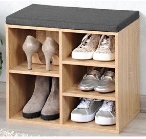Suport pentru pantofi cu scaun Kesper 15925, decor stejar, 51,5 x 48 x 29,5 cm