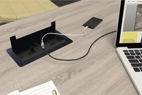 Priza incorporabila in blat Inbox Design Light, 2 prize Schuko, USB A + C, HDMI, RJ45, negru, 271 x 136 mm Otel Aluminiu, Negru, L:271 mm; l:136 mm;