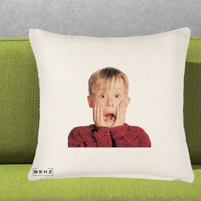 Perna Decorativa Kevin Singur Acasa, 40x40 cm, Crem Reliefat, Husa Detasabila, Perna Inclusa, BEKZ®