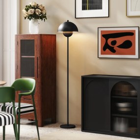 HOMCOM Lampă de podea pentru living modernă cu abajur în formă de cupă Comutator la picior Soclu E27 Fără bec Ø30x155 cm Negru | Aosom Romania