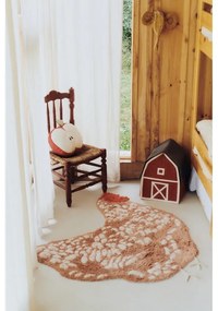 Covor pentru copii maro lavabil, țesut manual din bumbac 110x100 cm Chicken – Lorena Canals