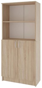 Biblioteca Flint, cu Usi Inferioare si O Polita, Stejar Sonoma, 70 x 32 x 159 cm