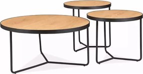 Set măsuțe de cafea Demeter stejar / negru mat ø80/h40 cm