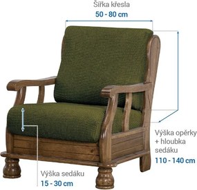 Nueva Textura Huse care se întind foarte bine NIAGARA verzi fotoliu cu manere de lemn (l. 50 - 80 cm)
