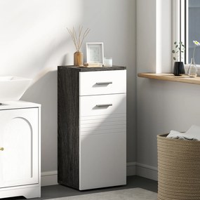 kleankin Dulap Baie din Lemn cu Sertar și Rafturi, Design Alb și Negru | Aosom Romania
