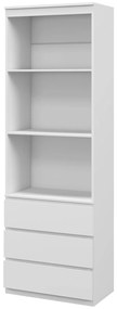 HOMCOM Bibliotecă înaltă de 180 cm cu 3 rafturi și 3 sertare 60 x 35 x 180 cm din lemn alb | Aosom Romania