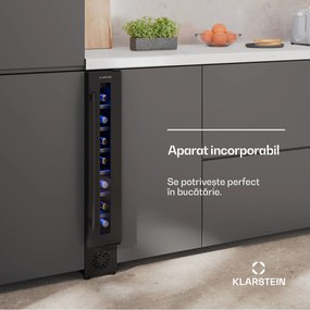 Klarstein Frigider pentru vin Vinovilla 7 Uno, 1 zonă de răcire, 7 sticle, rafturi din lemn, 5-18 °C