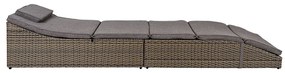 Șezlong Split, polyrattan, gri kubu, cu pernă