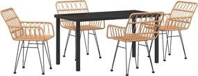 vidaXL Set de masă pentru grădină 5 pcs Maro Oțel vopsit electrostatic