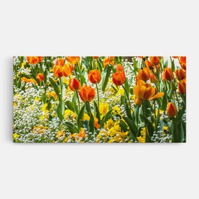 Tablou Canvas, 40x80cm, Dormitor si Living, Flori, Flori in natura, Colorful Tulips Garden