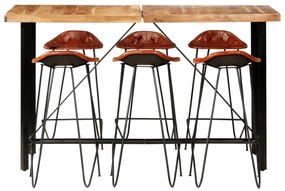 278766 vidaXL Set mobilier bar 7 piese lemn masiv sheesham & piele naturală