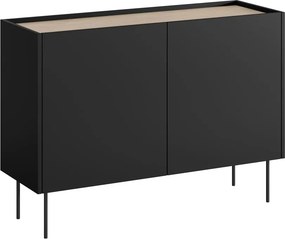 Comodă Desin 120 cm cu 2 uși - negru mat / stejar nagano