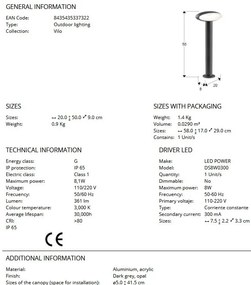 Stalp LED exterior design modern IP65 Vilo H-50cm