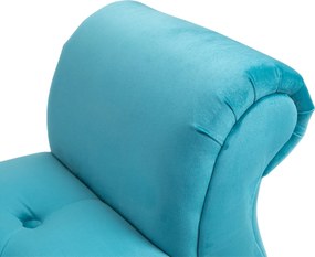 HOMCOM Chaise Captusita Stil Vintage cu Cotiere Tapitate si Cadru din Lemn, Albastru deschis 117x40x58Hcm | Aosom Romania