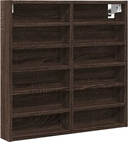 vidaXL Dulap cu vitrină, stejar maro, 60x8,5x58 cm, lemn prelucrat