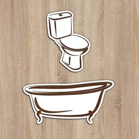 DUBLEZ | Semn indicator din lemn pentru ușă WC + Baie