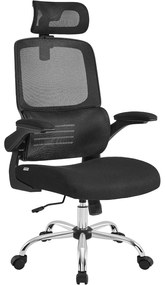 scaun birou, scaun ergonomic plasa cu suport lombar si tetiera reglabila, negru