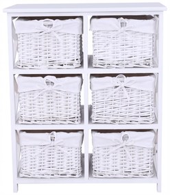 Comoda, lemn rachita material textil, alb, RAFAELLO 6