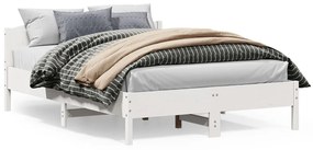 3216198 vidaXL Cadru de pat cu tăblie, alb, 150x200 cm lemn masiv pin