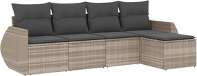vidaXL Set canapele de grădină cu perne, 5 piese gri deschis poliratan
