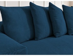 Colțar albastru extensibil/cu spațiu de depozitare cu tapițerie din catifea reiată Voltaire – Bobochic Paris