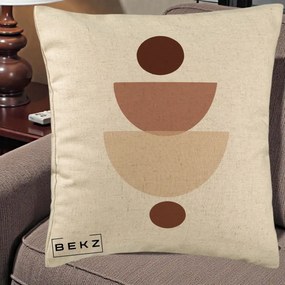 Perna Decorativa Geometric Boho Balance, 40x40 cm, Bej, Husa Detasabila, Perna Inclusa, BEKZ®