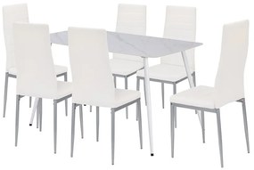 Renton 6+1 set de luat masa alb-gri