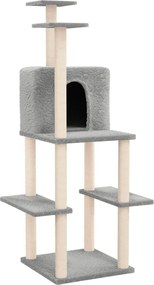 vidaXL Ansamblu pisici, stâlpi din funie sisal, gri deschis, 144,5 cm
