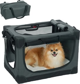 PawHut Cutie pliabilă pentru câini, cutie de transport cu pernă, husă detașabilă lavabilă din țesătură Oxford pentru câini până la 22kg Verde armată | Aosom Romania