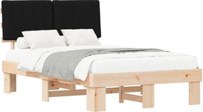 vidaXL Cadru de pat cu tăblie tapițată cu headboard Negru 120 x 190 cm
