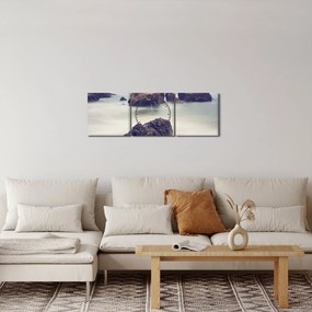 Tablou cu stânci în ceață (cu ceas) (90x30 cm)