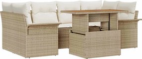 vidaXL Set de canapele pentru grădină 7 pcs Bej Rattan poli