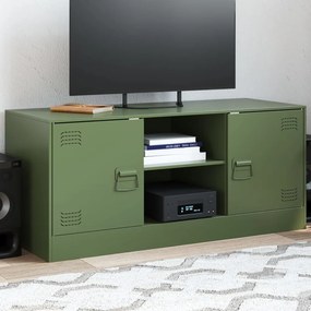 841689 vidaXL Comodă TV, verde măsliniu, 99x39x44 cm, oțel