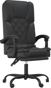 vidaXL Fotoliu de birou rabatabil cu masaj, negru, piele ecologică