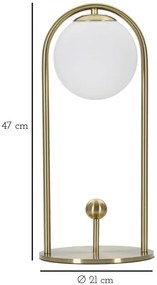 Lampa aurie din metal si sticla, Ø 21 cm, soclu E14, max 40W, Glamy Arc Mauro Ferreti