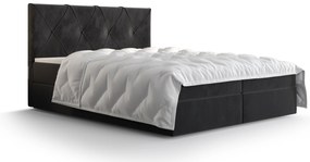 Pat matrimonial Boxspring 140 cm Athena (negru) ( cu saltea și sp. depozitare). 1046354