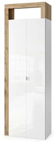 Dulap coloana mare LC Mobili Italia Hamburg 64x188 cm finisaj alb lucios/lemn stejar