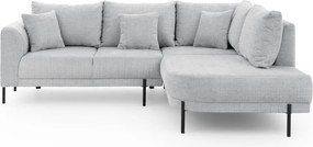 Colțar gri deschis cu tapițerie din chenille (cu colț pe partea dreaptă/în formă de ”L”) Mauris – Ropez