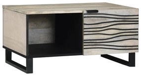 vidaXL Masă de cafea Alb, Negru 80 x 50 x 40 cm Lemn de mango solid