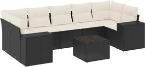 vidaXL Set mobilier de grădină cu perne, 8 piese, negru, poliratan